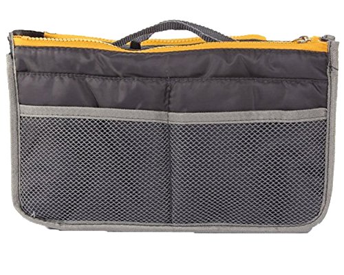 Elaxor Portable & Expandable 13 Pocket Handbag Insert, Cosmetic Makeup, Purse Organizer, Diaper Bag Organizer (Grey) s