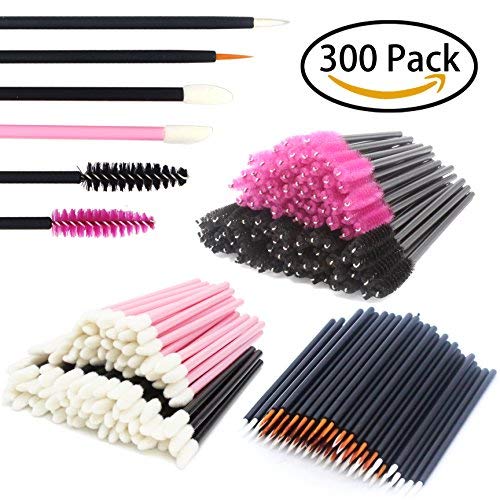 JIULORY 302PCS Disposable Makeup Applicators,Mascara Wands & Lipstick Applicators & Disposable Eyeliner Applicators & No bend Random Color Hair Clips for Women,Makeup Applicators Tool Kits