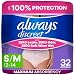 Always Discreet Incontinence & Postpartum Underwear for Women, Small/Medium, 32 Count, Maximum Protection, Disposable (32 Count)