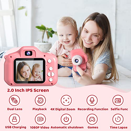 Gqez Upgrade Kids Selfie Camera,Kids Camera For 3-9 Years Old Girls,Children’s Digital Dual Camera Portable Toys For 3 4 5 6 7 8 9 Year Old Girls And Boys Christmas Birthday Gifts With 32Gb Sd Card #TOP3