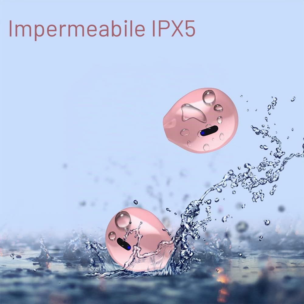 Auricolari Bluetooth Wireless Invisibili, Mini Auricolari Piccoli, Cuffie Semi-In-Ear con Controllo Touch Per Lavoro/Casa/Musica/Audiolibri e Podcast(Avorio)