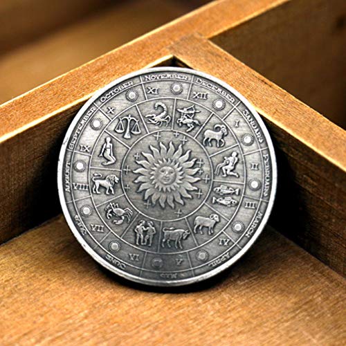 PRETYZOOM Sternbild Münze Fische Münze Geschenk Vintage-Stil Horoskop Münze Geburtstag Zeichen Glück Andenken Münze Stereoskopische Metallmünze Handwerk (Fische)