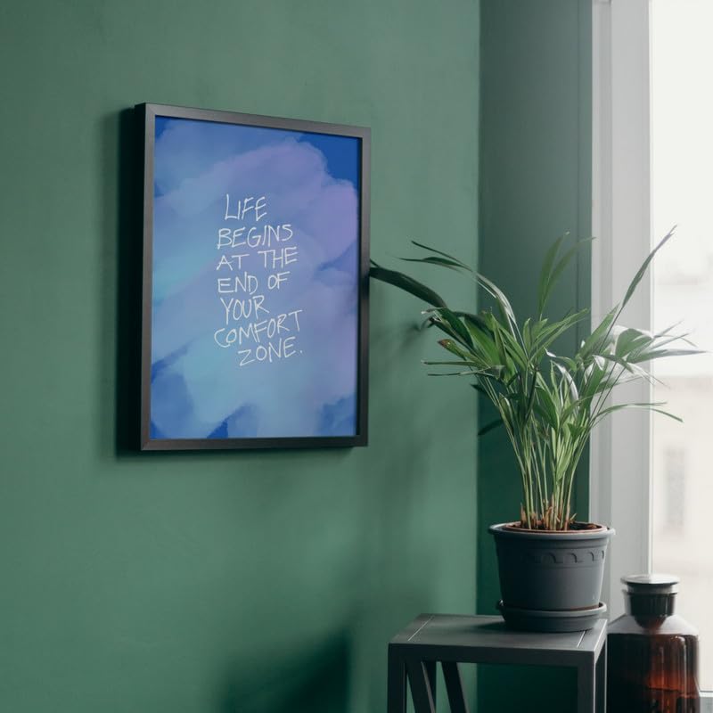 Image of Wall Framed Posters | 8x12 inch size | Motivational Quotes Posters |Motivational Photo Frame - inchLife Begins at the End of Your Comfort Zone inch - Inspirational Wall Decor for Office, Home, or Study Room