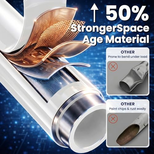 Image of Room Divider Curtain Rods No Drilling Wall Divider for Room Separation (W) 35-200inx(H) 43-120in Adjustable, Heavy Duty Partition Space Separator Freestanding, Curtains Not Included- White, 1 Pack
