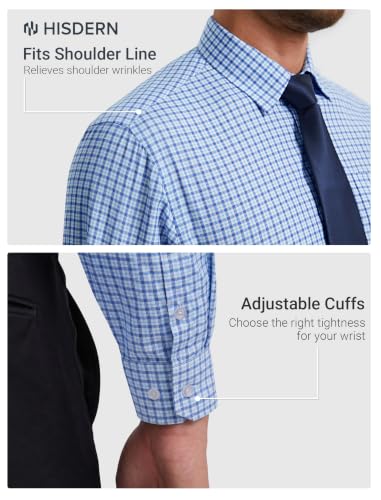 Image of HISDERN Mens Dress Shirt with Tie Pocket Square Set Classic Button Down Shirt Matching Tie Long Sleeve Shirts