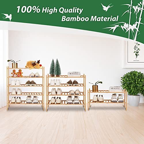 Candockway 3-Tier Free Standing Shoe Racks, Stackable Shoe Organizer For Entryway, Bamboo Shoe Rack For Closet, Multifunctional Shoe Shelf For Balcony Bathroom Living Room And Hallway #TOP7