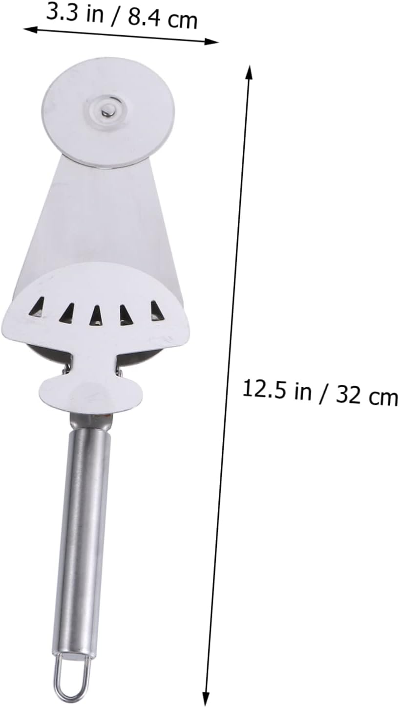 3-in-1 Stainless Steel Pizza Cutter Wheel Food Tongs, Silver