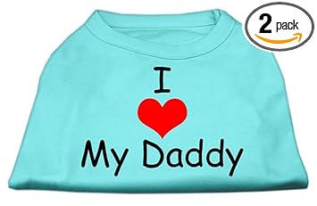 Mirage Pet Products 14-inch I Love My Daddy Screen Print Shirts for Pets, Large, Aqua