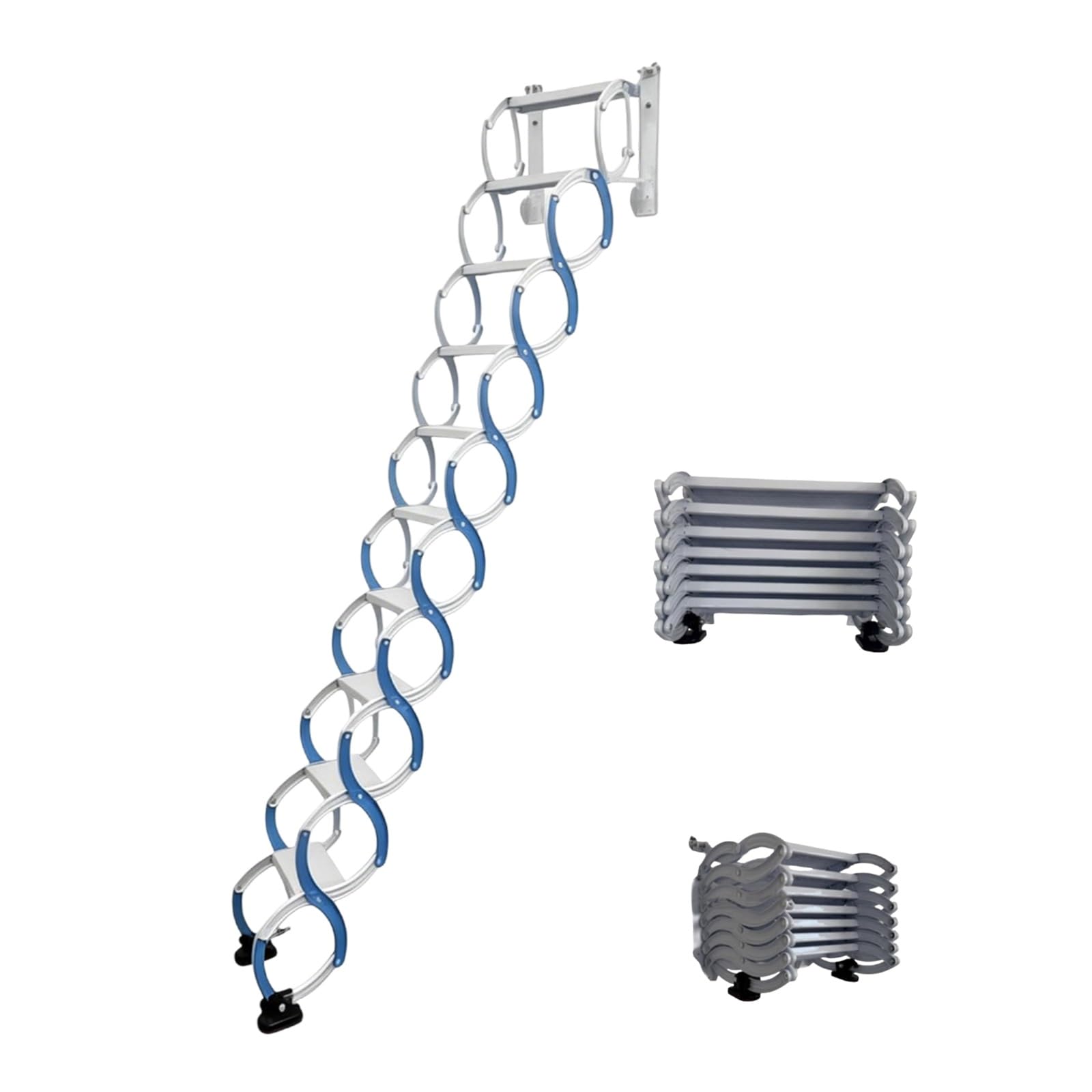 Escalera Plegable retráctil para altillo, Escalera Plegable de Pared, Escalera telescópica Resistente para ático con Sistema de Descenso, Capacidad de 300 kg(13 Steps 330cm)