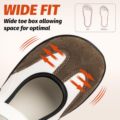 HOBIBEAR Women's Barefoot Mary Jane Flats Wide Toe Diabetic Shoes Orthopedic Slip on Comfortable Walking Shoes with Zero Drop Sole Brown by HOBIBEAR - Used condition - Image 2