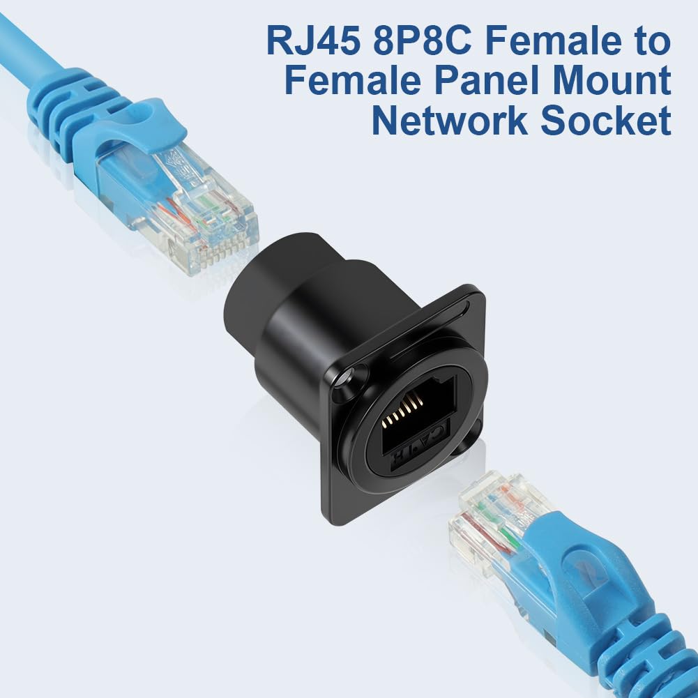 OFFCUP Moduł wtykowy RJ45, 2 szt. stałego modułu przelotowego CAT6/CAT5E, CAT5, RJ45, gniazdo sieciowe, do montażu panelowego, nadaje się do komputerów, telewizorów, tabletów