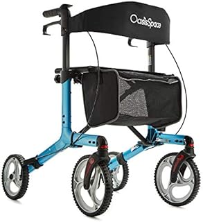 OasisSpace Aluminum Rollator Walker with Seat, Rollator Walker for Senior Lightweight Easy Folding with 10'' Wheels and Wide Seat Baking Complimentary Carry Bag