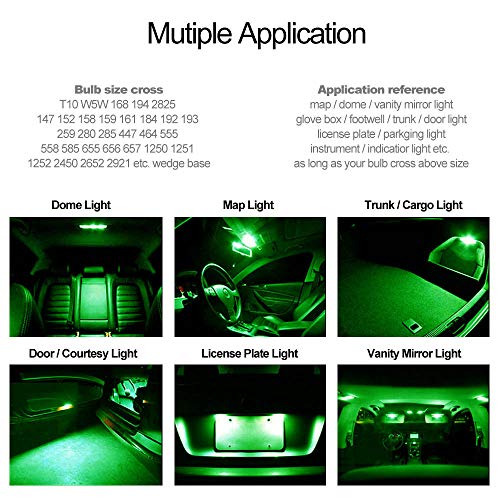 Lámpara LED verde T10 W5W 168 175 194 2825 10-pack miniatura 6