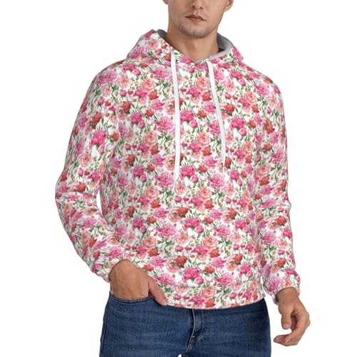Sweat à capuche imprimé pivoine pull de sport avec grande poche pratique