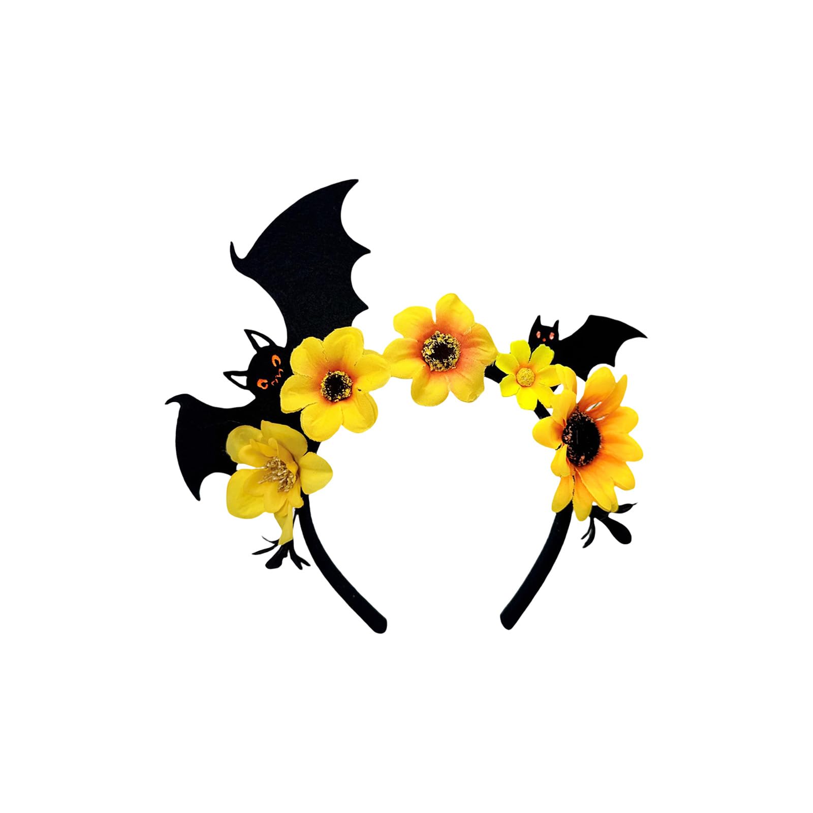 MICFENY Bat And Flower Punk Theme Headpiece Soft Elastic Hairhoop Hair Accessories For Halloween Costume Event Gathering