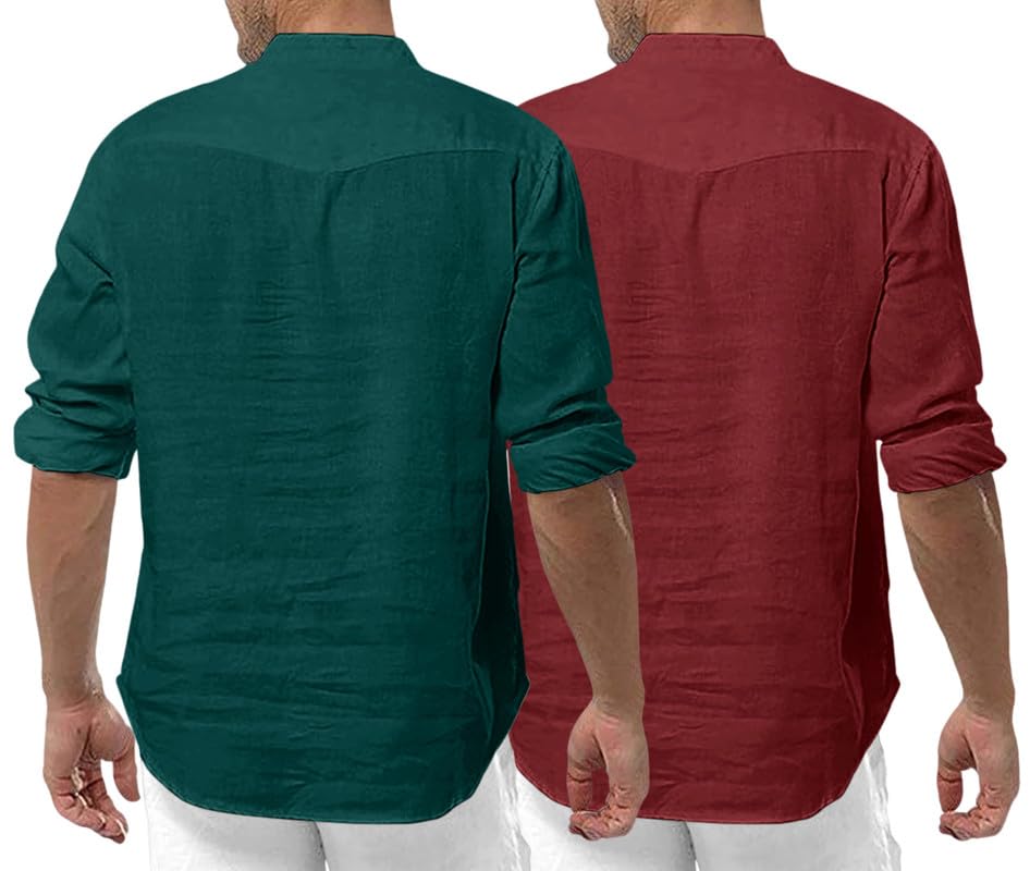 Image of ROYALSCOUT Men's Cotton Polyester Blend Solid Regular Fit Full Sleeve Short Kurta | Ethnic, Lightweight Summer Kurta for Daily & Occasion Use