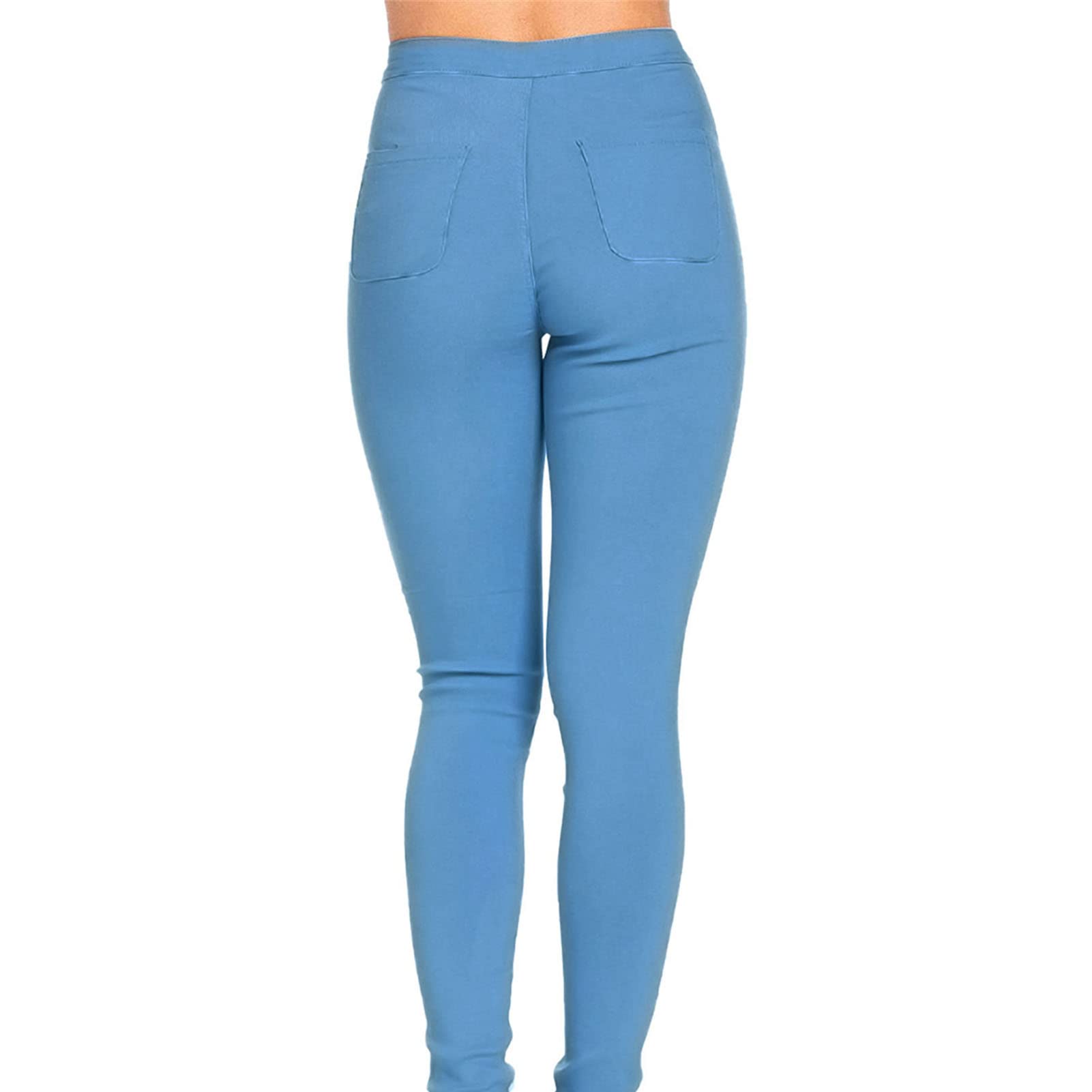 Jean Leggings for Women High Waist Slim Fit Skinny Leg Pull on Jeans Classic Stretch Wash Tapered Denim Pants (Blue,3X-Large)