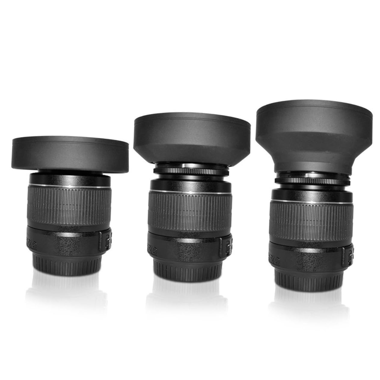 Housoutil Paraluce per Obiettivo da 58 Mm 3 Pezzi Design a Petalo di Fiore La Gomma Protegge Lobiettivo Adatta E Previene i Riflessi Panno per La Pulizia Incluso