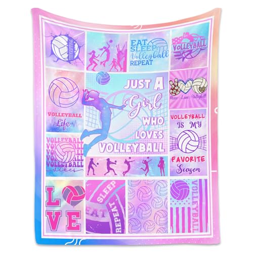 Volleyball Blanket - 30x40 Inches Sports Throw Blanket for Kids - Pink Soft Fuzzy Blankets for Couch & Office