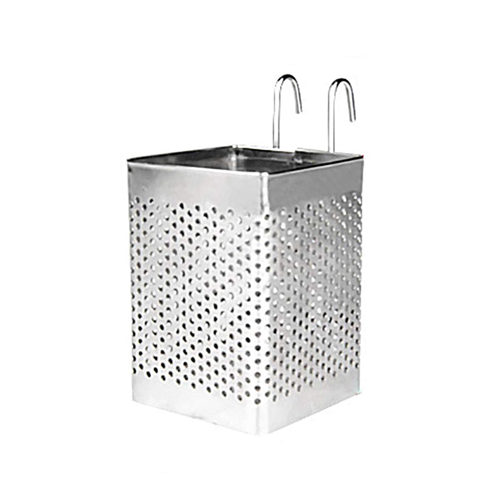 Lintat Silver Cutlery Holder, Square Hanging Dish Drainer Stainless Steel (1 Compartment/2 Compartments) Kitchen Utensil Storage Holder Fork Chopsticks Tableware