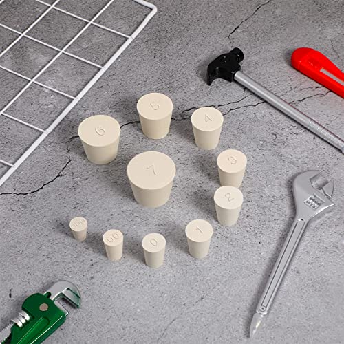 44 Packs Solid Lab Rubber Stoppers Plugs Small White Rubber Cork Stoppers Assorted Waterproof Stoppers,10 Assorted Sizes 000# To 7# #TOP6