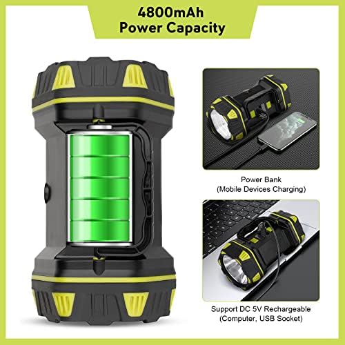 Rechargeable LED Camping Lantern, 1200 Lumen LED Torch, Multi-Functional Camping Light, 4800mAh Power Bank, Waterproof Outdoor Searchlight, High Power Beam Flashlight, 8 Modes CREE LED Light
