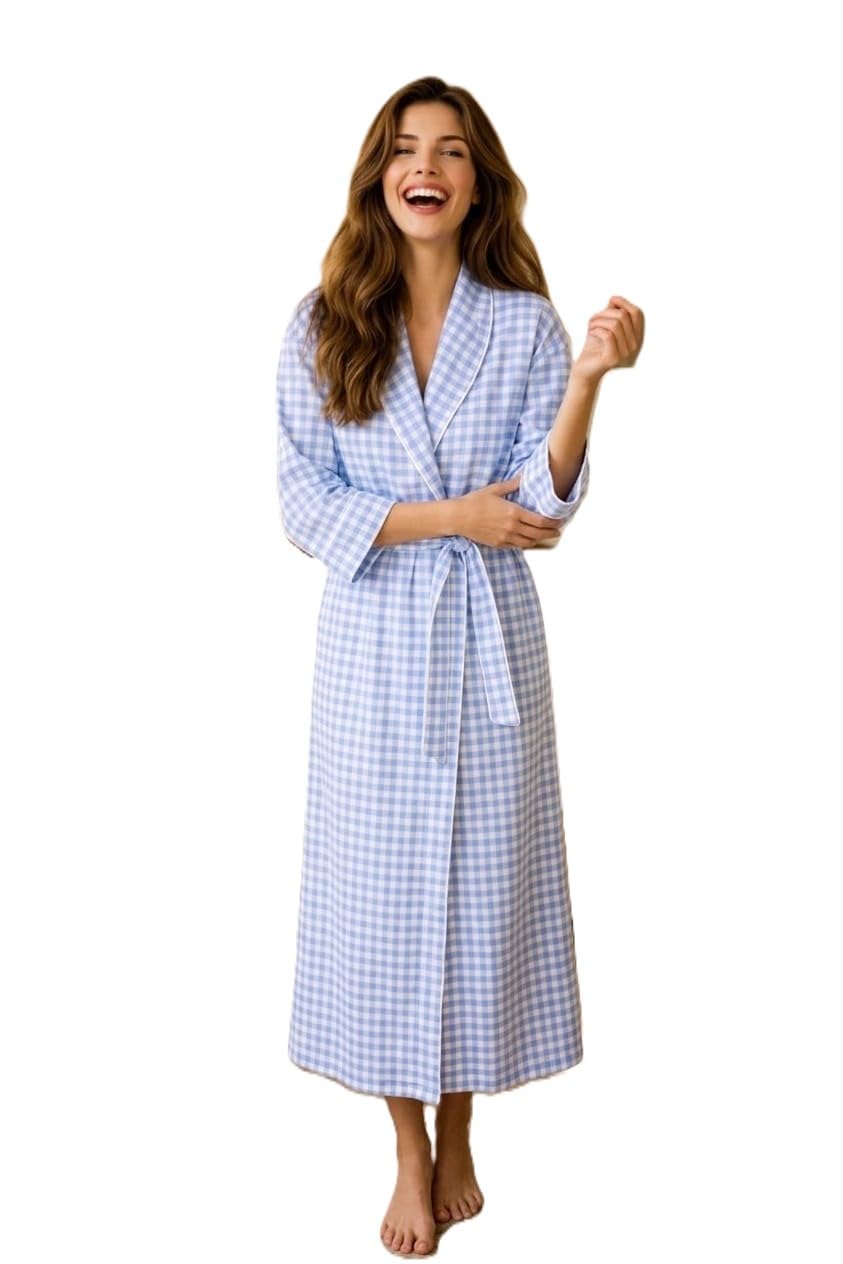 Premium Cotton Dressing Gown | Bathrobe with Belt | Size XS to 3XL | Full length | Nighty | Long Robe | Night Robe | Side Pockets | Soft Fabric-image-5