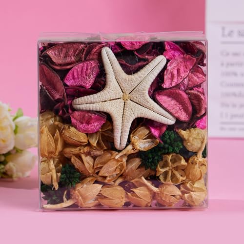 Pretysnow Rose Scented Sachets Bags - Long-Lasting Pink Potpourri Dried Flowers | Bowl & Vase Filler | Coastal Style Home Fragrance Décor for Bathroom, Living Room, Bedroom, Office (4.9oz/140g)