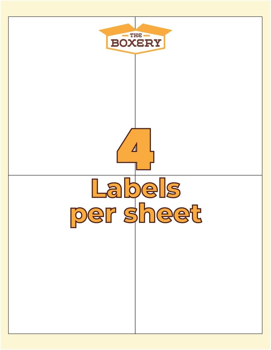 The Boxery 1 3/4 x 1/2 inch Mini Address Labels 80 Up Layout 80,000 Count White Sticker Paper Laser Inkjet Compatible 1000 Sheets