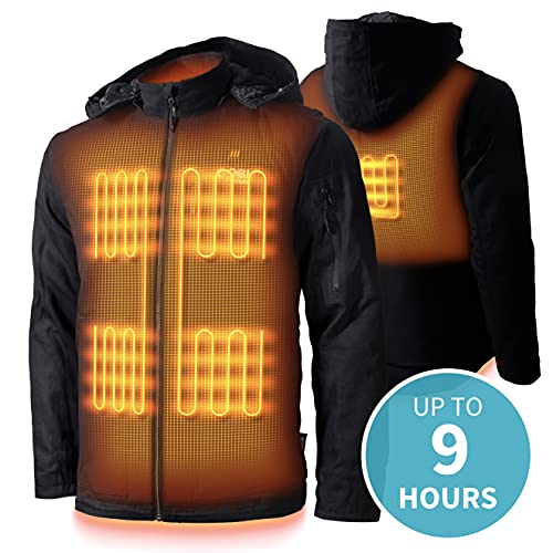 Grit Men's Heated Work Jacket - 9 hrs of Heat | 5 Heat Zones | with Battery & Charger | Machine Washable | All Day Warmth Onyx