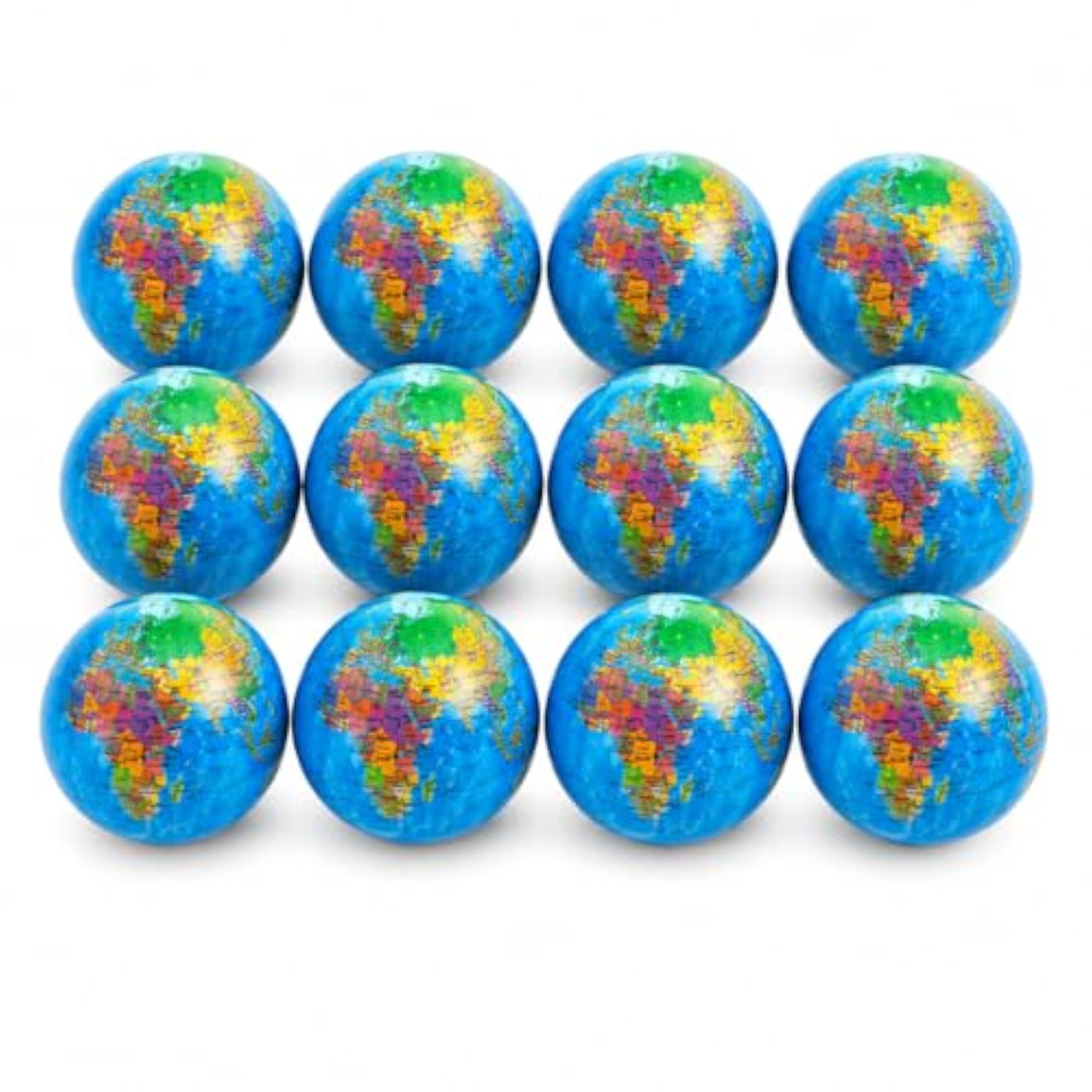 Soft Foam Sponge Balls with Globe Prints, Pack of 12