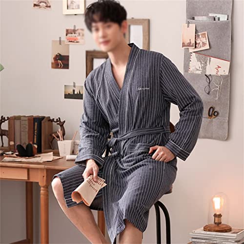 Men Nightgown Bathrobe Gown Negligee V-neck Intimate Lingerie Solid Colour Sleepwear3
