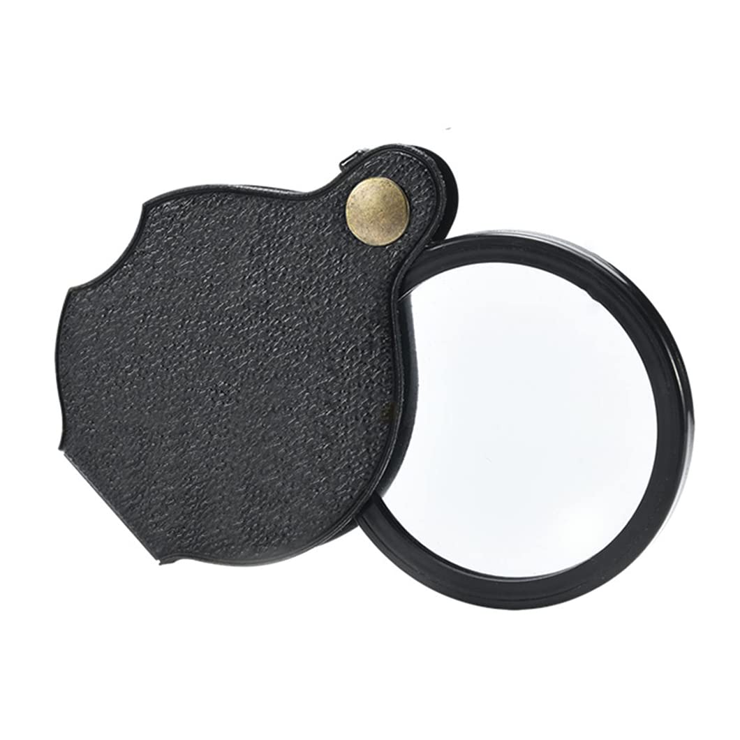Mini lupa 10X 55 mm składana kieszonkowa lupa z lupą z czarną obrotową skórzaną osłoną ochronną do biżuterii, czytania, hobby, nauki, książek A powiększające (