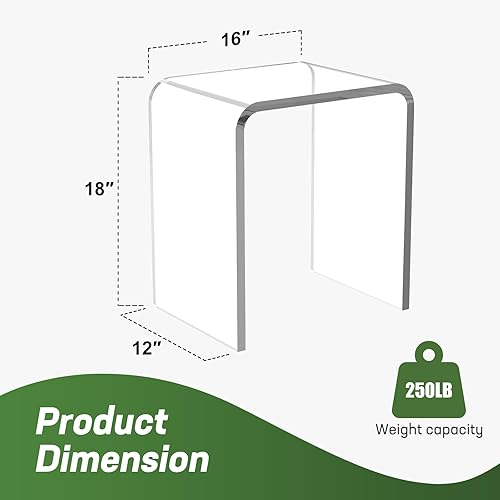 Miniatura 3 de Mesa auxiliar acrílica, 18 pulgadas de alto x 16 pulgadas de ancho x 12 pulgadas de profundidad x 35 pulgadas de grosor, mesa auxiliar pequeña