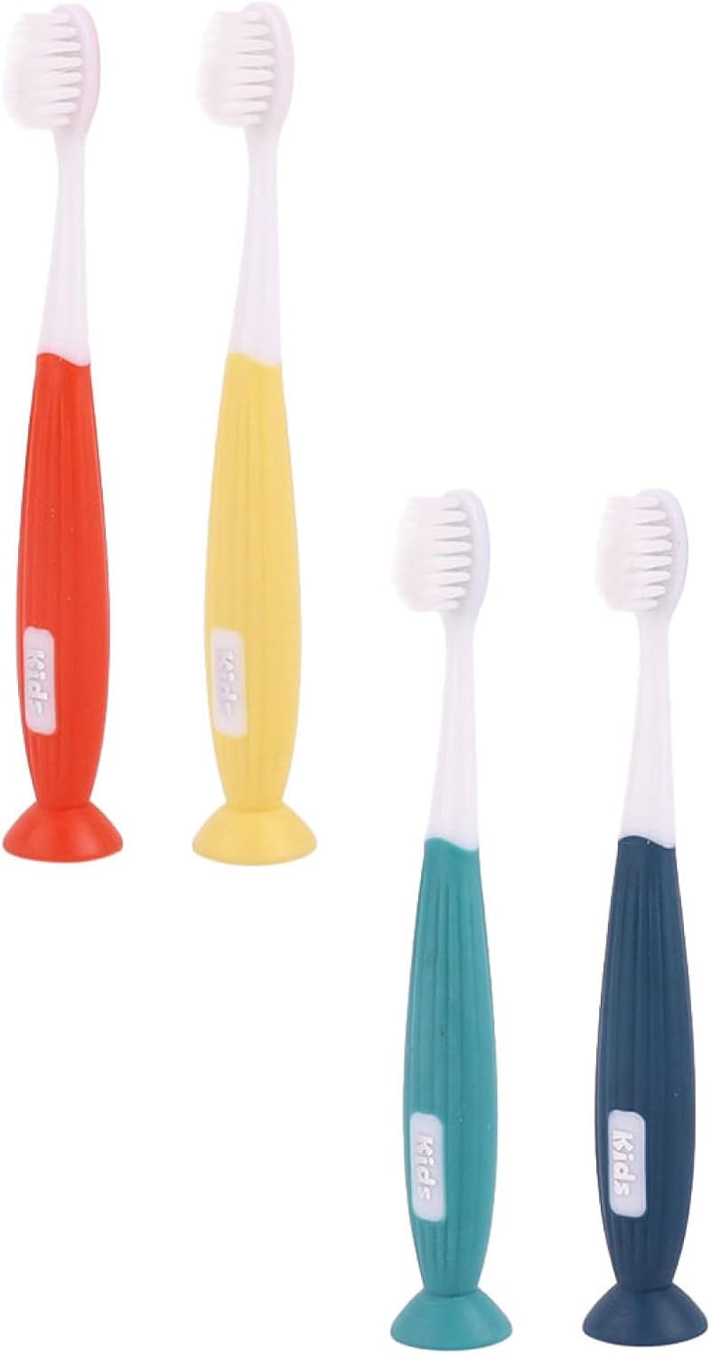 SECFOU Toothbrush 4Pcs Set Soft Bristle Tooth Brush for Ages 3-12, Gentle Manual Oral Care for Sensitive Gums, Colorful Handle for Boys and
