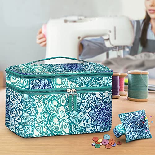 Miniatura 6 de Finpac Bolsa Para Kit De Costura, Doble Capa Organizador De Accesorios De Costura, Costurero Grande Para Hilo, Agujas, Tijeras Y Otras Herramientas De Costura Solo Bolsa Jade