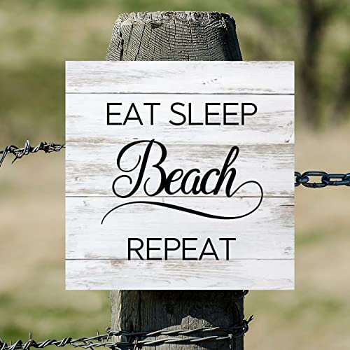 Plaque murale Eat Sleep Beach Repeat bois pour habiller un mur blanc vide