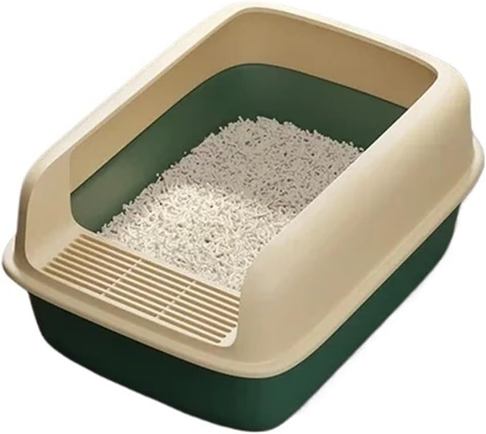 Anti-Splash Small Cat Bedpan Pet Sandbox Kitten Tray Design Pracaqtical Toilet with Easy Cleaning Must Have Supplies(Green)