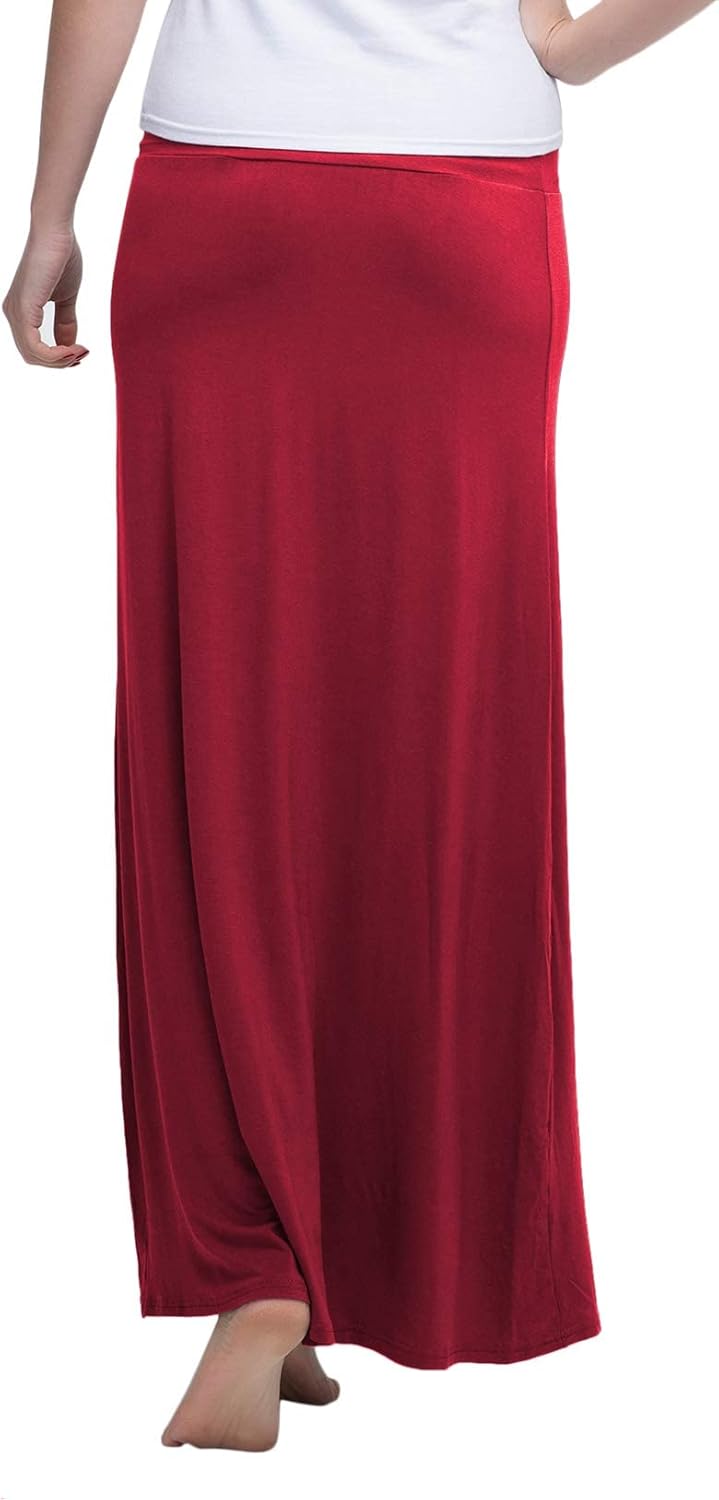 Urban CoCo Women's Stylish Spandex Comfy Fold-Over Flare Long Maxi Skirt - Image 7