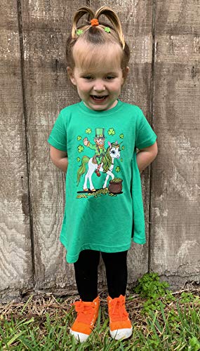 Image of Kids /Girls /Youth Leprechaun Riding a Unicorn St. Patrick's Day T-Shirt
