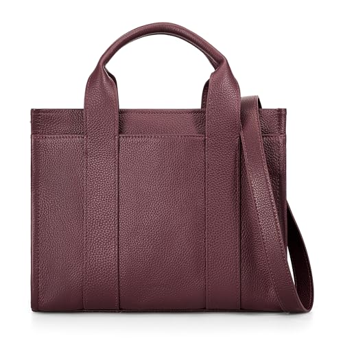 Befen Leather Small Tote Bag with RFID Slots - Burgundy