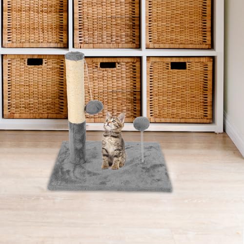 Rascador vertical grande para gatos gris de sisal y casa para gatos miniatura 4