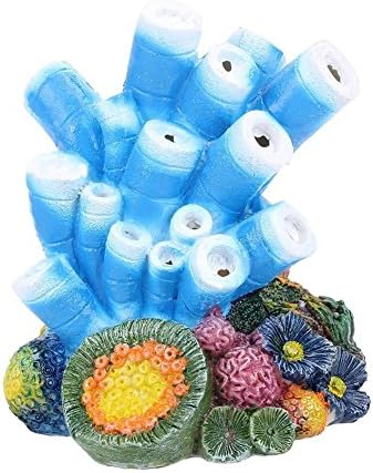 Aquarium Decor Air Bubble Stone Blue Coral Starfish Oxygen Pump Resin Crafts for Aquarium Fish Tank Ornament Decoration