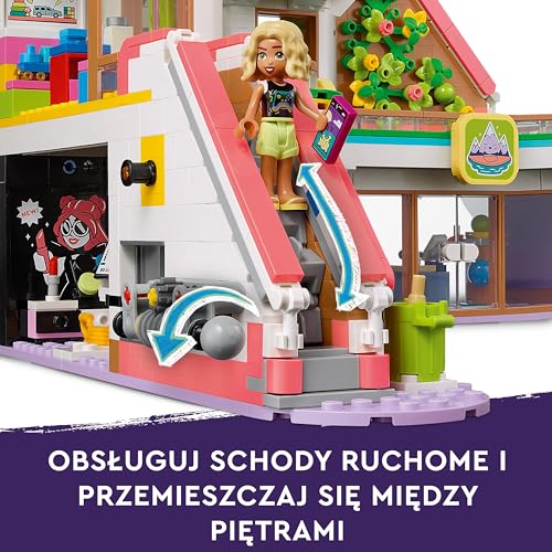 LEGO Friends Centrum handlowe w Heartlake City z 5 sklepami dla dziewczynek i chłopców, dzieci w wieku od 8 lat, zabawki do budowania i odgrywania ról, 7 minilaleczek, prezent urodzinowy, 42604