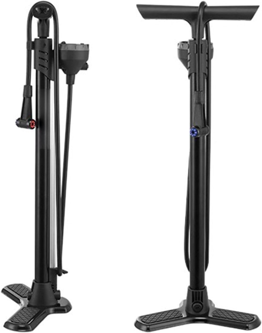 Floor Bike Pump with Gauge - Fits Schrader and Presta Valve Types - Bike Accessories Portable Air Pumps for Road Mountain Bike Tires, Balls, Balloons, Inflatables