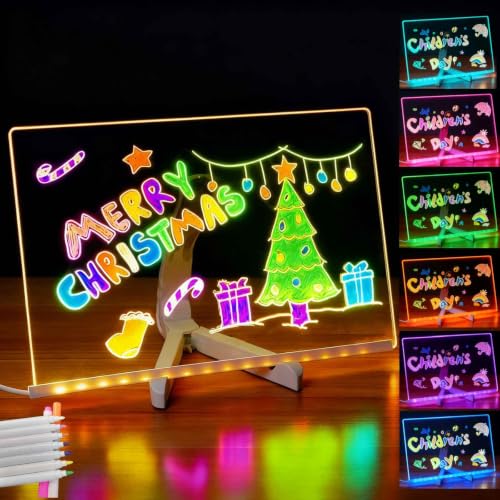 LED Note Board with Colors – Acrylic Dry Erase Board with 10 Light Modes, 7 Fluorescent Markers & Spray Bottle, USB Powered Light Up Drawing Board for Kids & Adults, for Home Office School 2026