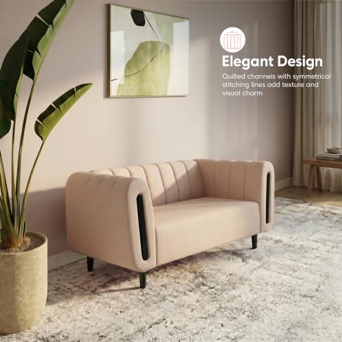 Image of Interio by Godrej Sofa Paramount 2 Seater Fabric Sofa for Living Room, 1-Year Warranty, Solid Wood, Beige