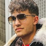 Dervin Unisex kwadratowe okulary przeciwsłoneczne bez polaryzacji dla dorosłych, złoty czarny, M
