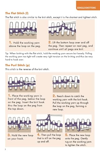 Authentic Knitting Board Knitting Reference Guide/Tool Kit, With 32 Peg Wood Loom #TOP7