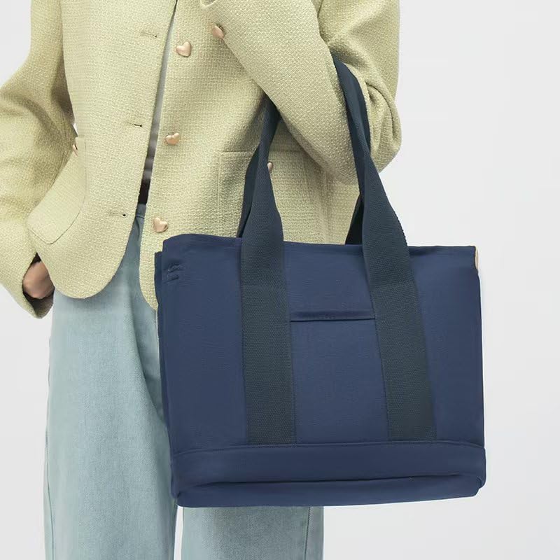 Bolso tote de lona para mujer de 2E-youth, gran capacidad, múltiples bolsillos, bandolera y tipo satchel miniatura 5